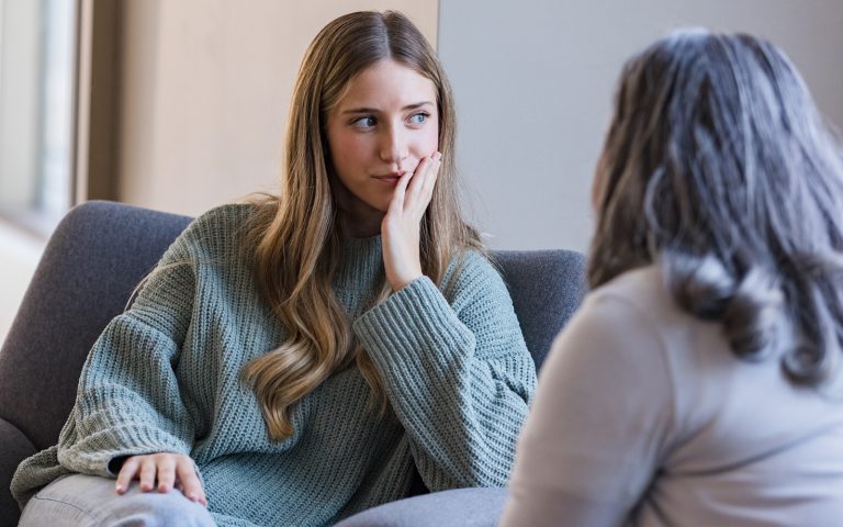 Client speaking with counselor