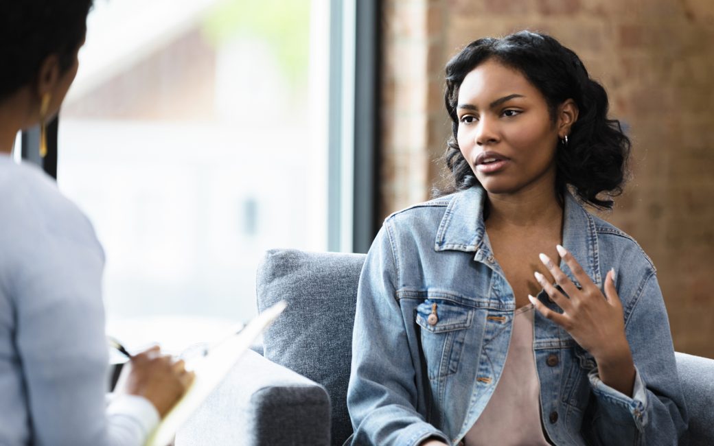 Client speaking to counselor