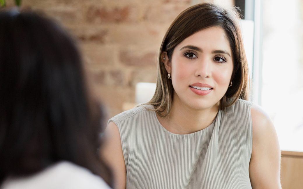 Counselor speaking to client
