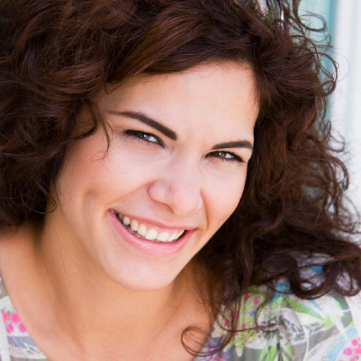 woman with brown curly hair