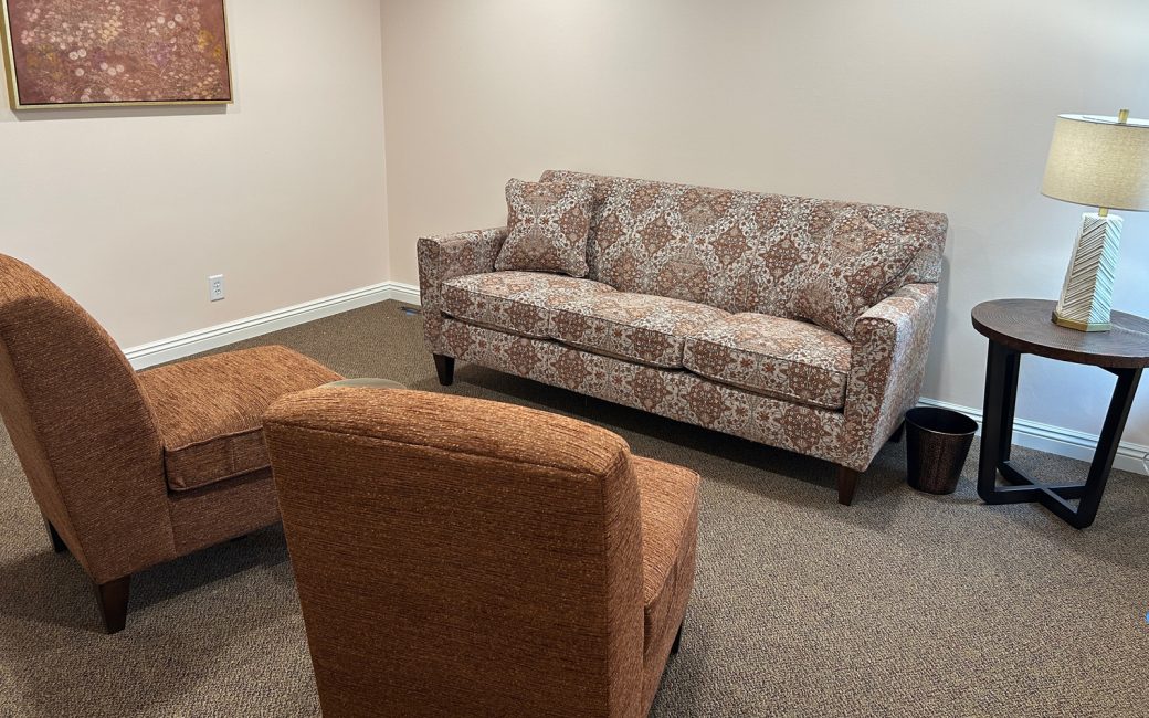 counseling room with patterned furniture